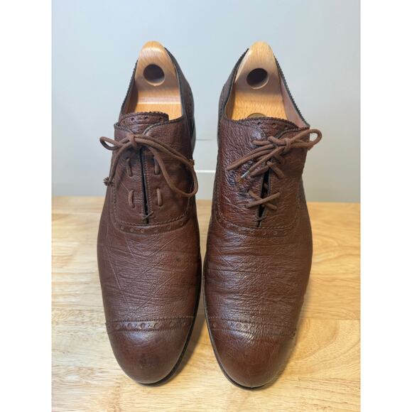 Barker Black Brown Leather Made in England Oxford Dress Shoes Size 9 JL - Picture 7 of 16